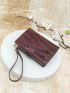 Geometric Embossed Metal Decor Small Wallet