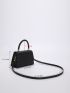 Crocodile Embossed Braided Detail Flap Square Bag