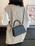 Crocodile Embossed Braided Detail Flap Square Bag