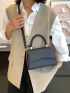 Crocodile Embossed Braided Detail Flap Square Bag