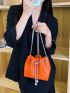 Mini Neon Orange Chain Decor Bucket Bag