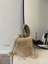 Mini Pom Pom Decor Fluffy Bucket Bag