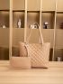 Quilted Metal Detail Shoulder Tote Bag With Purse, Best Work Bag For Women