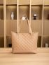 Quilted Metal Detail Shoulder Tote Bag With Purse, Best Work Bag For Women