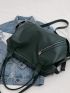 Zipper Detail Shoulder Tote Bag