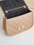 Mini Argyle Quilted Twist Lock Flap Chain Square Bag
