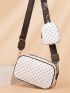 Geometric Pattern Square Bag With Coin Purse