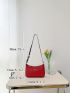 Neon-red Letter Graphic Baguette Bag