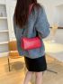 Neon-red Letter Graphic Baguette Bag