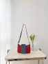 Neon-red Letter Graphic Baguette Bag