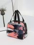 3pcs Colorblock Letter Patch Decor Functional Backpack Set