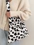 Cow Pattern Fluffy Hobo Bag