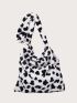 Cow Pattern Fluffy Hobo Bag