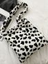 Cow Pattern Fluffy Hobo Bag