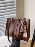 Letter Patch & Twilly Scarf Decor Square Bag
