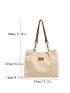 Checkered Pattern Letter Patch Decor Shoulder Tote Bag