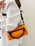 Neon Orange Chain Decor Bucket Bag