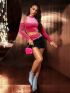 Mini Neon Pink Sequin Decor Chain Square Bag
