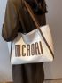 Letter Patch Decor Shoulder Tote Bag
