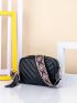 Chevron Detail Tassel Decor Square Bag