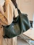 Zipper Detail Shoulder Tote Bag