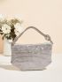 Rhinestone Decor Hobo Bag