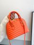 Mini Neon Orange Chevron Dome Bag