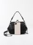 Studded Decor Kiss Lock Design Chain Dome Bag
