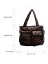 Metallic Quilted Detail Zipper Front Shoulder Tote Bag