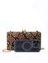 Snakeskin Embossed Chain Square Bag