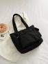 Minimalist Double Handle Shopper Bag, Large Capacity Tote Bag For Work And Travel