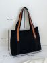 Minimalist Colorblock Corduroy Shopper Bag