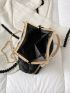 Faux Pearl Decor Fluffy Satchel Bag