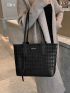 Letter Patch Decor Shoulder Tote Bag
