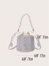 Mini Rhinestone & Faux Pearl Decor Bucket Bag