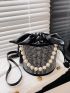 Mini Rhinestone & Faux Pearl Decor Bucket Bag