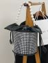 Mini Rhinestone & Faux Pearl Decor Bucket Bag