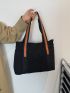Minimalist Colorblock Corduroy Shopper Bag