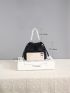 Mini Faux Pearl Decor Drawstring Design Satin Chain Bucket Bag
