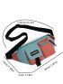 Mini Color Block Release Buckle & Letter Patch Decor Fanny Pack