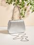 Mini Metallic Pattern Rhinestone Decor Square Bag
