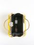 Mini Neon Yellow Rhinestone Decor Chain Box Bag