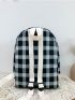 Plaid Pattern Letter Embroidery Detail Cartoon Bear Decor Classic Backpack