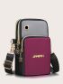 Colorblock Metal Decor Phone Wallet