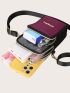 Colorblock Metal Decor Phone Wallet