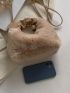 Ruched Detail Fluffy Hobo Bag With Bag Charm
