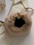 Ruched Detail Fluffy Hobo Bag With Bag Charm