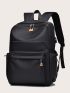 Men Drawstring Detail USB Charging Port Laptop Backpack
