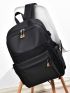 Men Drawstring Detail USB Charging Port Laptop Backpack