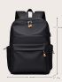 Men Drawstring Detail USB Charging Port Laptop Backpack